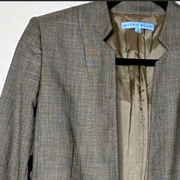 ANTONIO MELANI Notched Lapel One Button Jacket Size 10 Brown - Picture 2 of 5